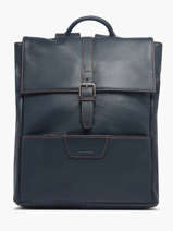 Sac  Dos Business Foulonn 2 Compartiments Cuir Etrier Bleu foulonne EFOU8092