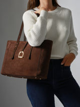 Sac Port paule Altesse Suede Cuir Etrier Marron altesse suede EASU088M-vue-porte