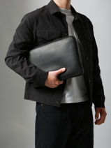 Leather 13" Flandres Laptop Cover Etrier Black flandres EFLA8833-vue-porte