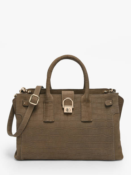 Sac Porté Main M Equestre Croco Cuir Etrier Marron equestre croco EEQC142M